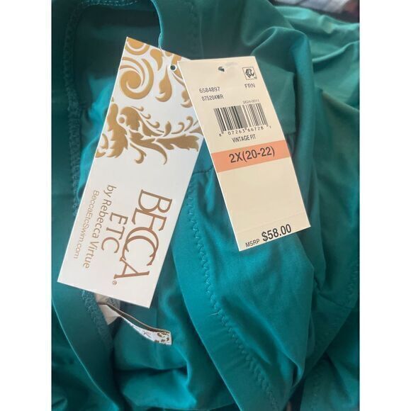 BECCA ETC Color Code Fern High Waisted Shirred Plus Size Bottoms‎ Vintage Fit 2X - Picture 3 of 3